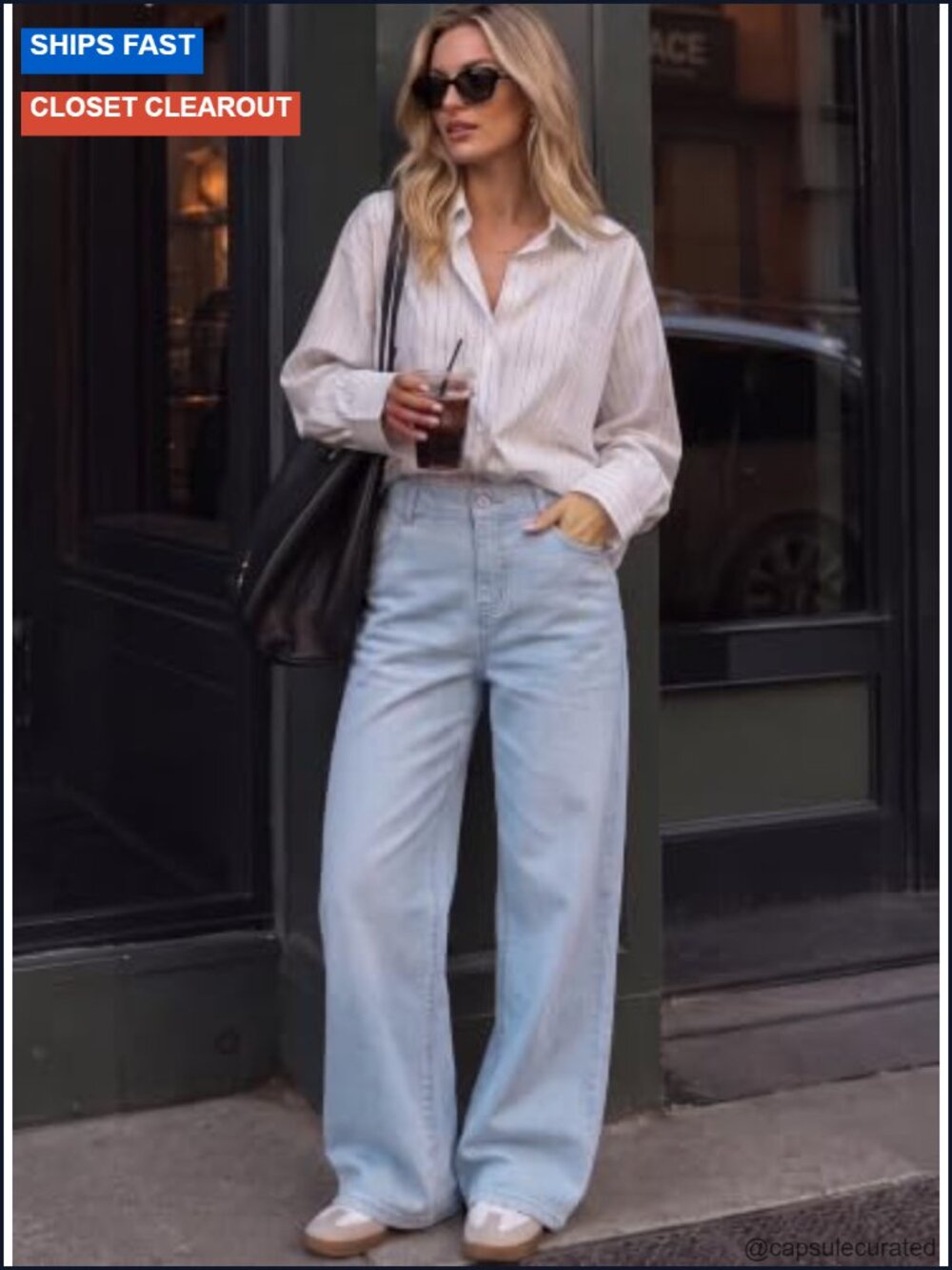 Wide Leg Jeans for Women High Waisted Stretchy Boyfriend Denim Pants with - Picture 2 of 6